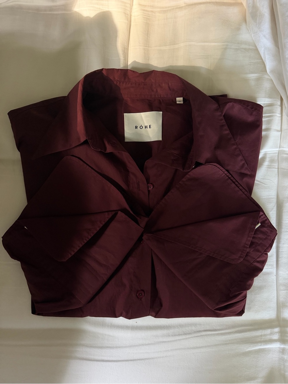 Rohe classic double cuff shirt in Mulberry silver accents button down